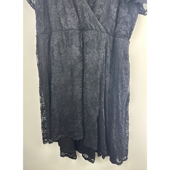 Torrid Mini Lace Wrap Dress Black Tie Stretch Hi-Lo Skater Stretch Plus Size 4X - Picture 5 of 13